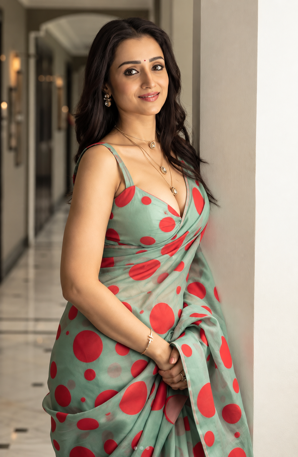 Trisha Krishnan measurements and quick profile details portrait at a cinema event.